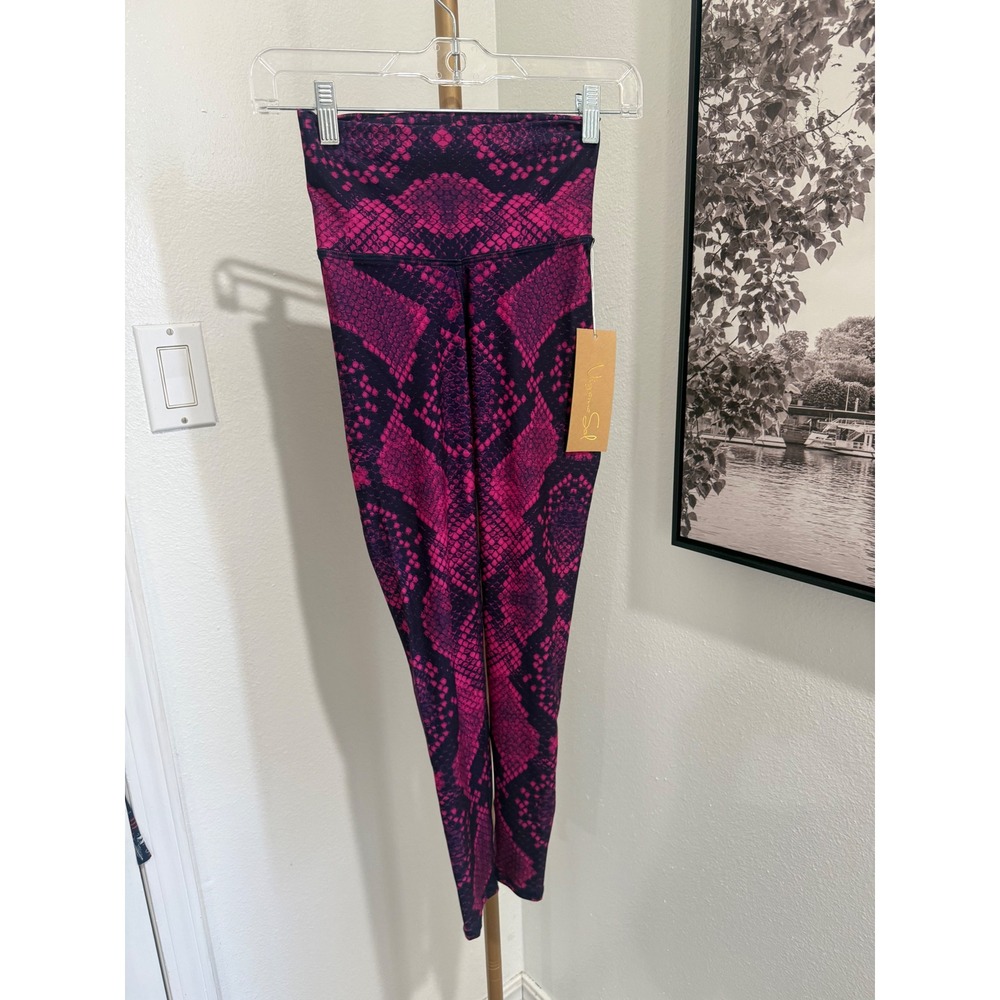 Niyama Sol Barefoot Leggings Python Magenta Snake Print High Waist XS New